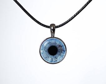 Blue eye choker Black choker Black cord Choker necklace Eyeball choker Wife gift Human eye choker Leather choker Eye choker Choker pendant