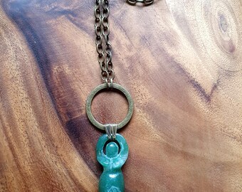 Goddess necklace, Divine Feminine Jewelry, Green Aventurine Goddess Necklace