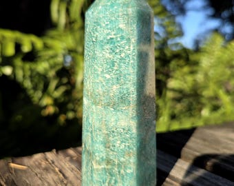 4.25" Amazonite Tower, 205 grams Large Amazonite Point, Heart Chakra, Throat Chakra