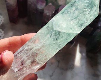 Mint Green Watermelon Fluorite Tower