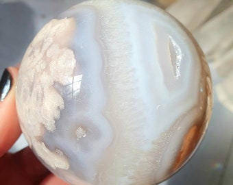 1.10 lb High Grade Druzy Flower Agate Sphere, 500 grams  Cherry Agate sphere from Madagascar, Cherry Blossom Agate sphere