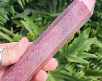 5.6" Rhodonite Tower, Pink Rhodonite Large Point, Heart Chakra