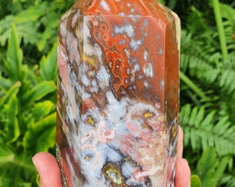 3.30 lb Fantastic Red Ocean Jasper Tower, Large Red OJ Tower
