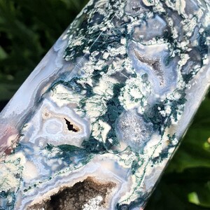 2.9lb Moss Agate Tower with Druzy
