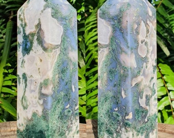 1.85 lb Blue Moss Agate Tower