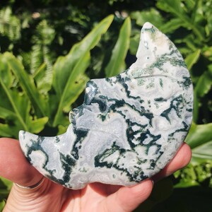 Moss Agate Crescent Moon