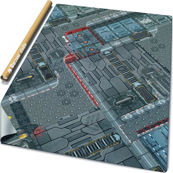 Battle mat: Gigafactory. - sci-fi city-fight modern future industrial terrain for miniature wargames Infinity, Warhammer 40k battle field