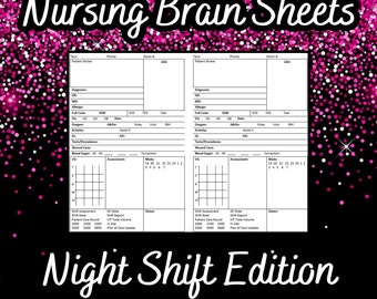 Night Shift Nursing Brain Sheet - pdf - Digital Instant Download