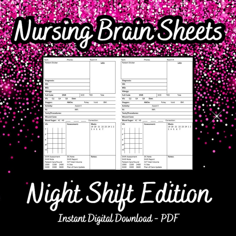 Night Shift Nursing Brain Sheet - Pdf - Digital Instant Download - Etsy