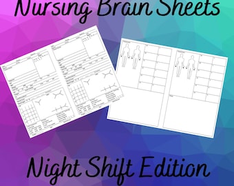 Night Shift Nursing Brain Sheet - pdf - Digital Instant Download