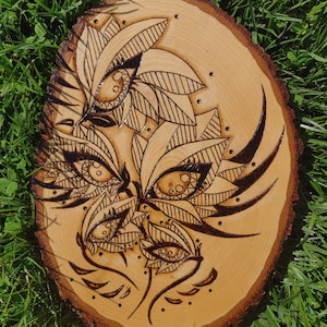 Handmade Wood Burned Flower Art
