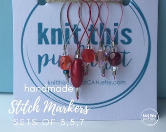 Knitting stitch markers, snag free, stitch marker sets, knitting markers, gifts for knitters, sets of 3, 5, 7