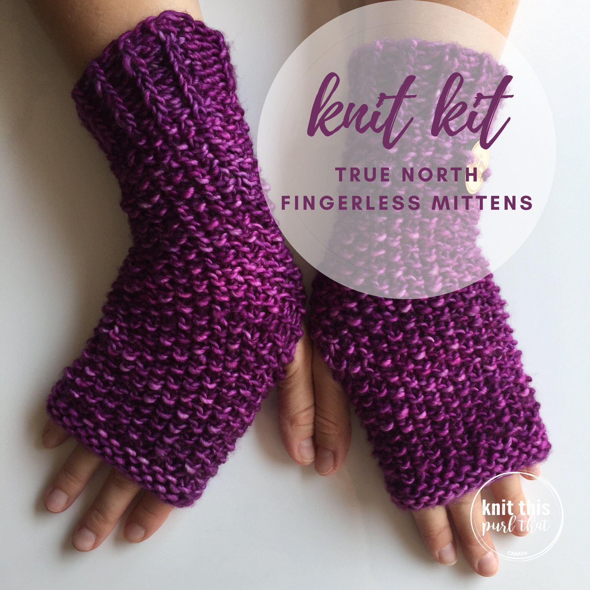 DIY Knitting Kit / Beginner Knitting Kit / Fingerless Mittens Etsy