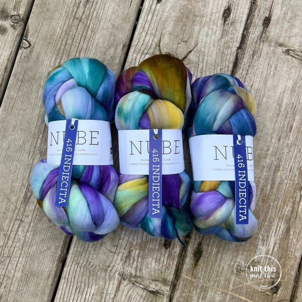 Malabrigo Nube, Indiecita, spinning fiber, wool top, needle felting, roving top