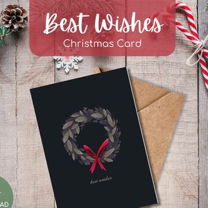 Tarjeta imprimible de Navidad con los mejores deseos. Tarjeta de felicitación de invierno creativa y única.