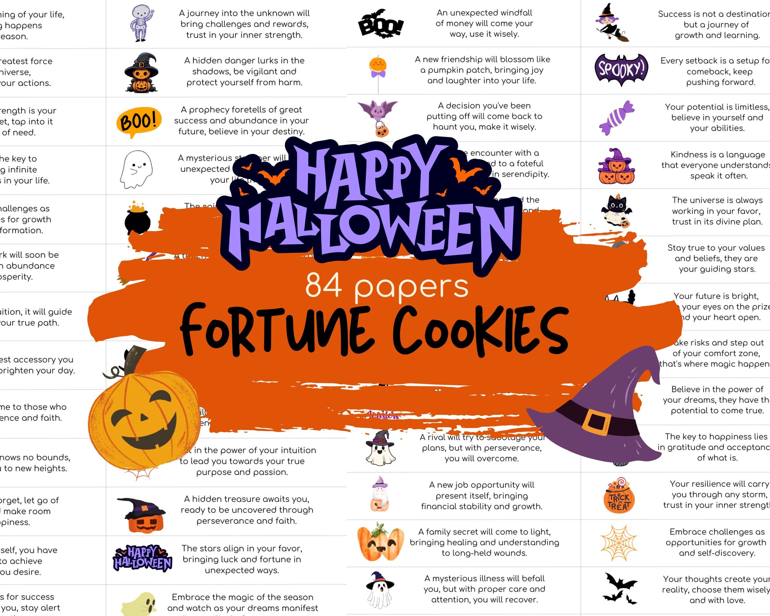 Halloween Fortune Cookie Sayings: 84 Printable Predictions (PDF) - Etsy
