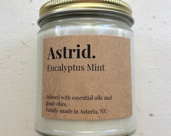 Eucalyptus Mint Scented Soy Candle | Astrid Paper and Home