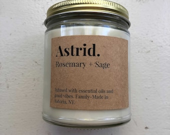 Rosemary and Sage Scented Soy Candle | Astrid Paper and Home