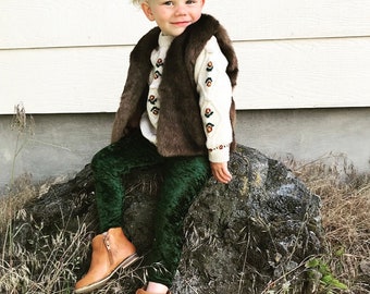 READY TO SHIP- Baby Toddler Kids Faux Fur Vest-Mink