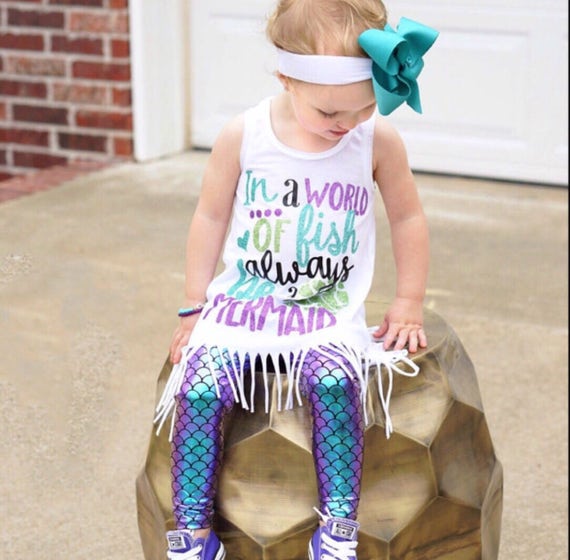 READY TO Ship baby Toddler Kids Mermaid Leggings Etsy