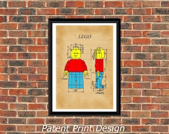 LEGO TECH FIGURE 1979 Patent Drawing.A4 Poster Art Print. Vintage/ Vintage Colour / Black & White / Black and White Colour. Wall decor. Gift