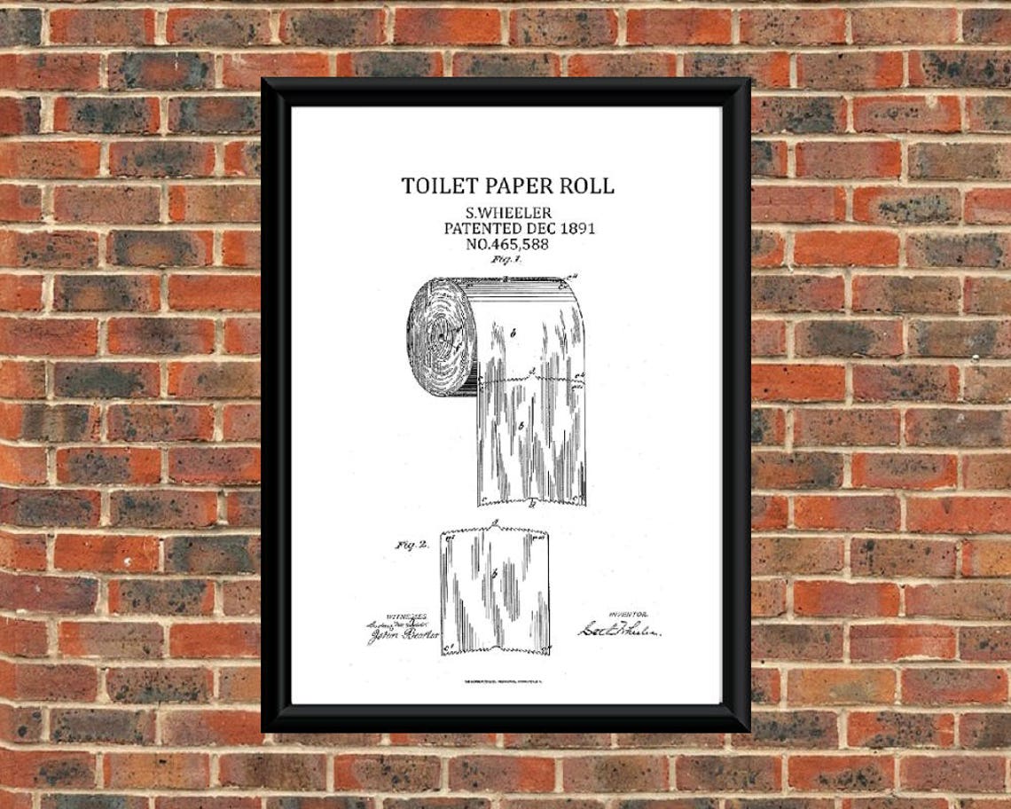 TOILET PAPER Roll 1891 Patent Drawing. A4 Poster Art Print. /black ...