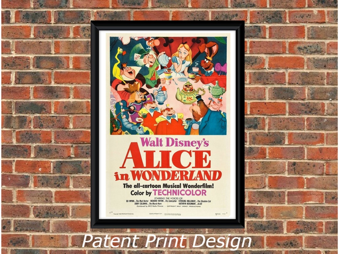 ALICE in WONDERLAND Classic Walt Disney Movie Poster. A4 Art Print ...