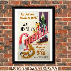 Cinderella - Classic Walt Disney Film Poster A4 Art Print. Nursery / Bedroom / Playroom.