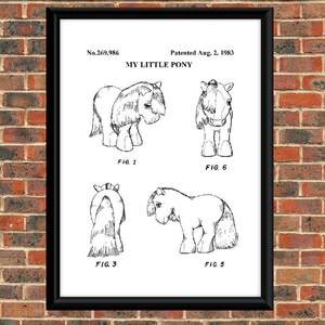 May include: Black and white line drawing patent illustration of a My Little Pony toy. The patent number is 269,986 and the patent date is August 2, 1983. The illustration shows the toy from different angles.