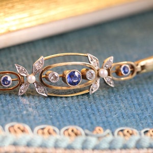Sapphire Diamond Ornate Bracelet C.1900 | Edwardian Sapphire Diamond Bracelet