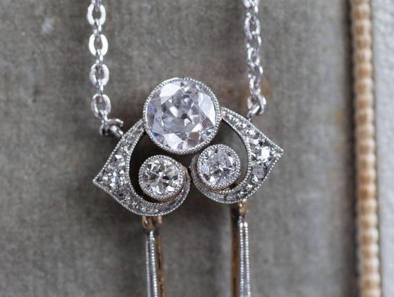 Edwardian Diamond Pearl Negligee Necklace - image 6
