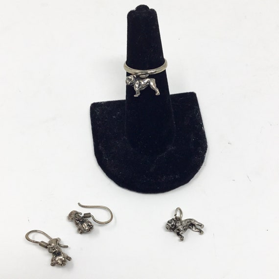 Vintage Sterling Silver Bulldog matching set