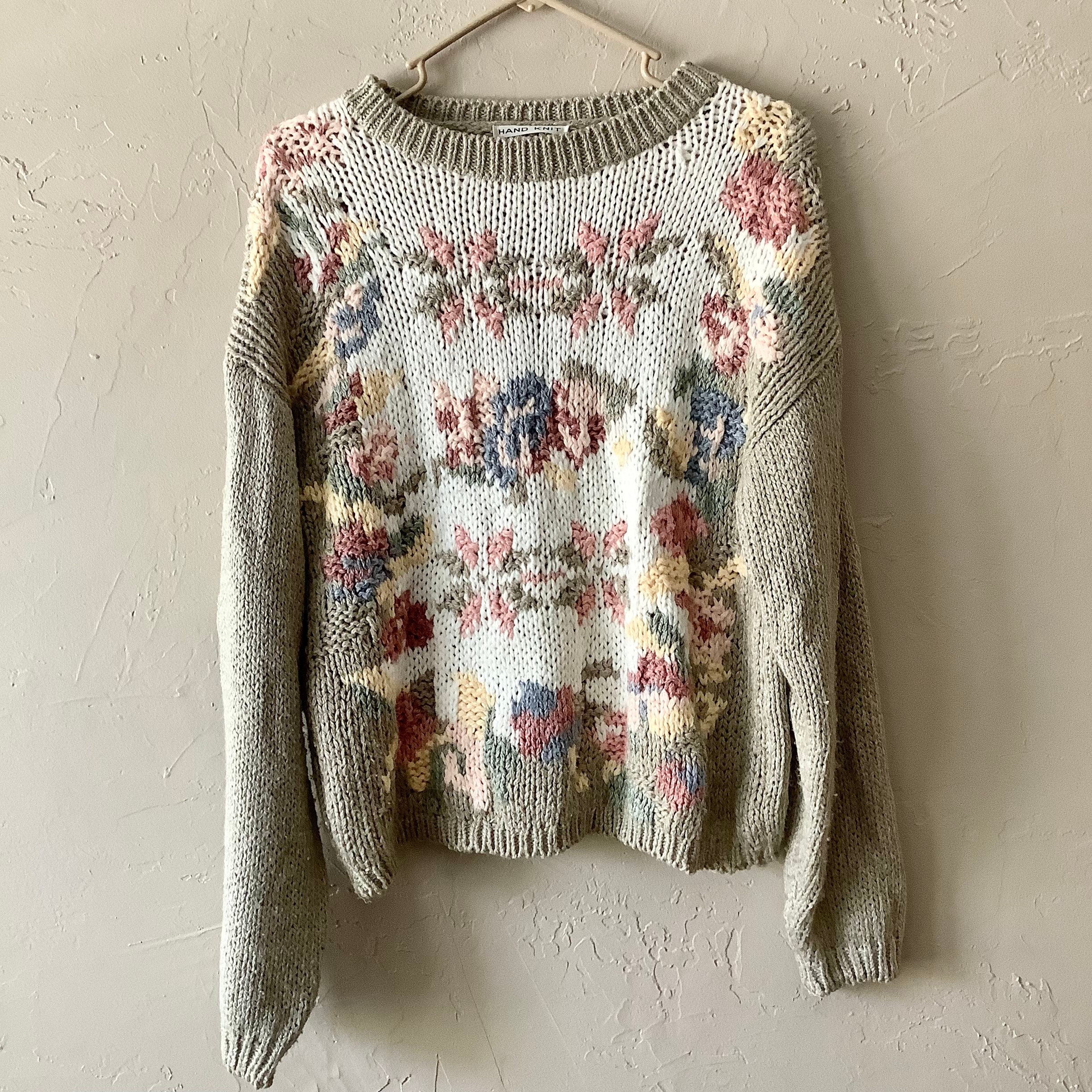 Vintage cottagecore specialties hand knit floral sweater | Etsy