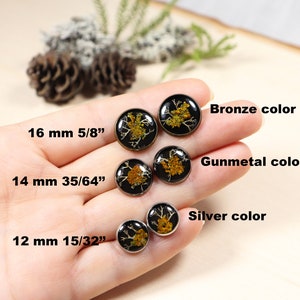 Lichen and Moss Resin Black Stud Earrings image 9