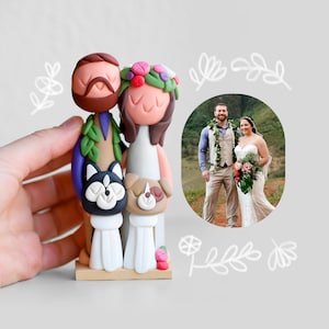Custom Wedding Cake Topper 5 inch | Cake topper Wedding People | Wedding Cake Topper with Dog