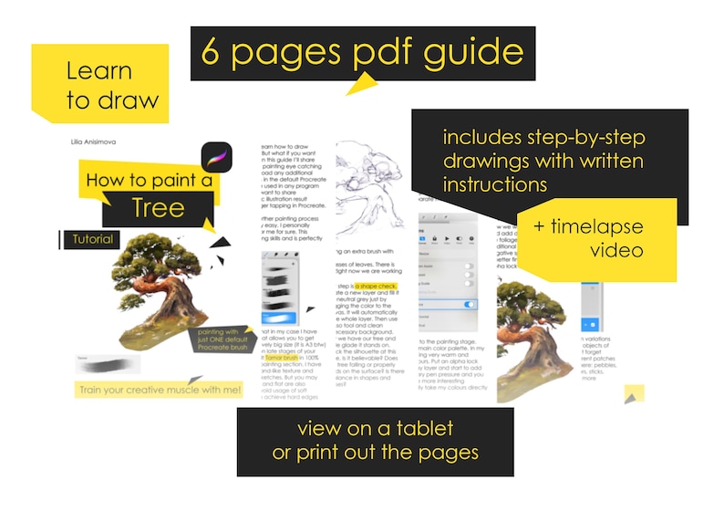 How to Paint A Tree in Procreate | PDF Drawing Tutorial + Timelapse ...
