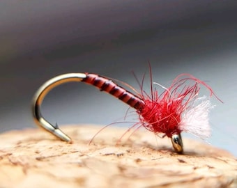 Lightweight Holo// Red Buzzers size 14 Set of 3 Fly Fishing Flies Trout