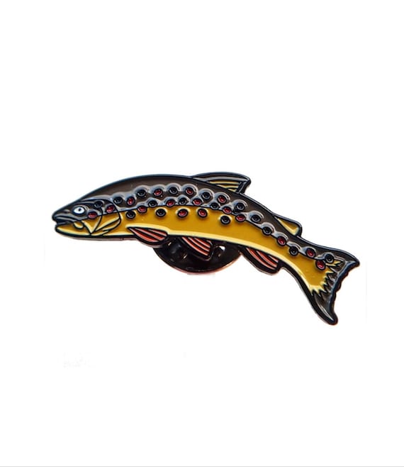 Brown Trout Enamel Badge Fly Fishing Lapel Pin -  Canada