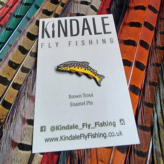 Brown Trout Enamel Badge Fly Fishing Lapel Pin 