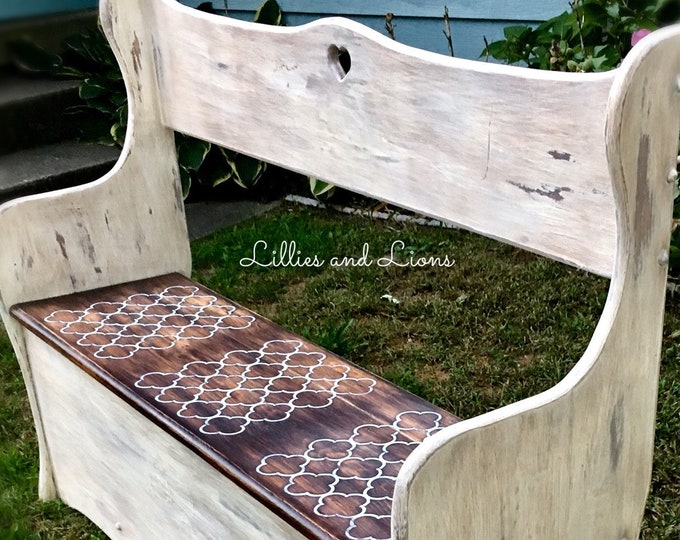 Sold White Farmhouse Entryway Bench French Country Bench Etsy