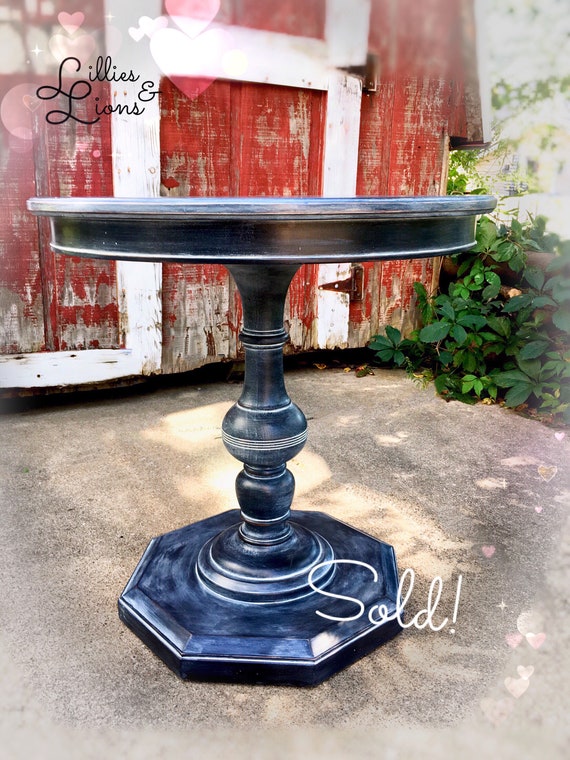 Sold Urban Industrial Farmhouse Table Round Table End Etsy