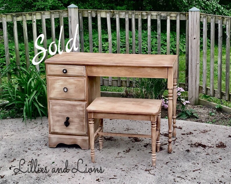 Sold French Farmhouse Desk With Bench Shabby Chic Desk Etsy