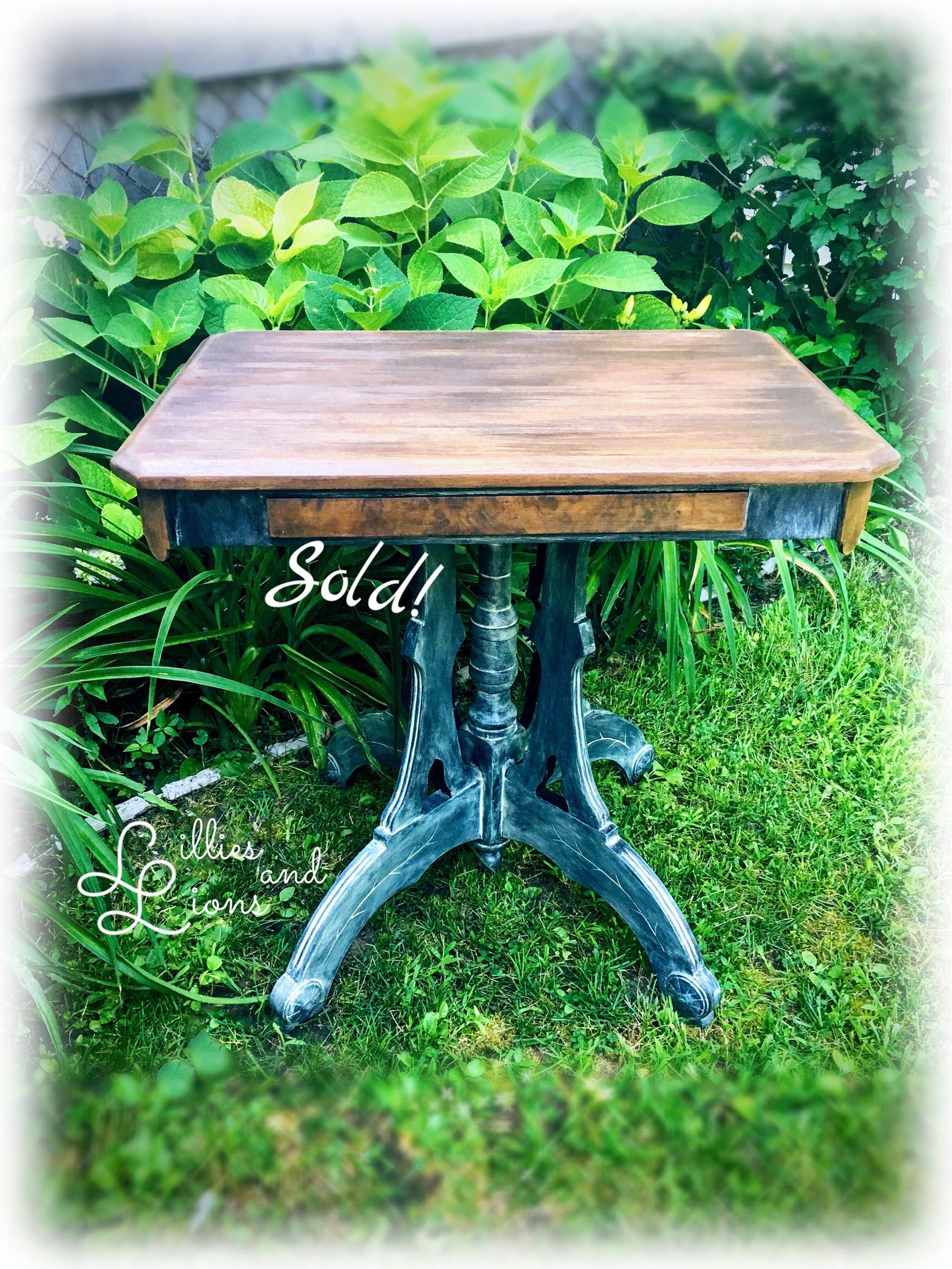 Sold Black Farmhouse End Table French Country Shabby Chic Etsy