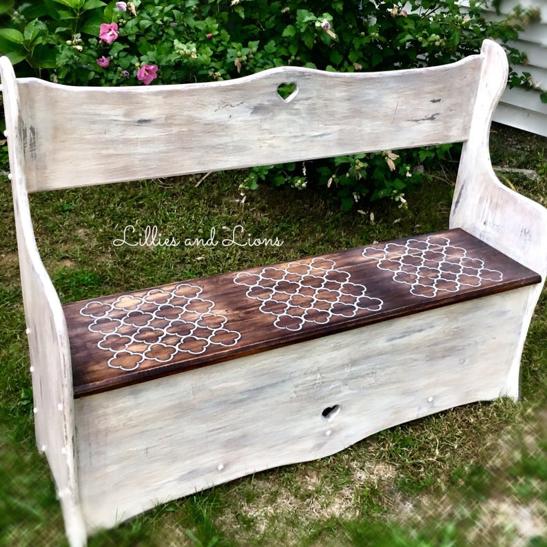 Sold White Farmhouse Entryway Bench French Country Bench Etsy