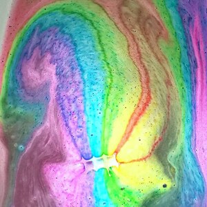 Rainbow waffle bath bomb birthday gift natural fun for kids handmade, vegan friendly bath fizz cruelty free image 4