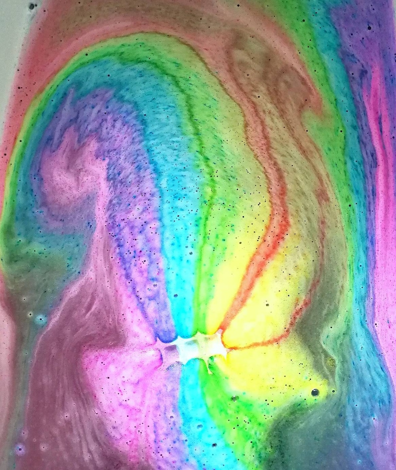 Rainbow waffle bath bomb birthday gift natural fun for kids handmade, vegan friendly bath fizz cruelty free image 4