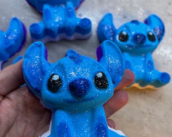 Blue Stitch bath bomb natural  fun for kids handmade, vegan friendly bath fizz cruelty free