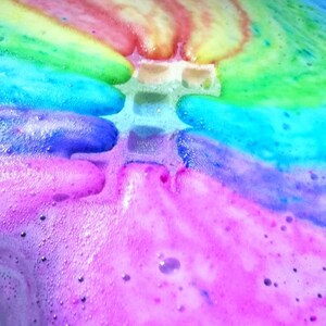 Rainbow waffle bath bomb birthday gift natural fun for kids handmade, vegan friendly bath fizz cruelty free image 6