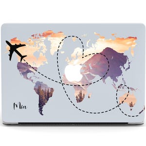 Carte du monde Macbook Air 13 2018 coque aquarelle carte Macbook Pro 15 2019 housse Macbook Pro 13 coloré coque rigide violet rose Macbook CGD2370