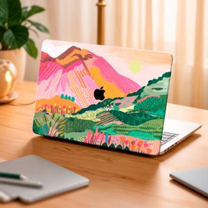 Funda artística para portátil con diseño de montaña vibrante para MacBook Air 13, MacBook Pro 13, 14, 16, 15 y Air 13 de 12 pulgadas (2022 M2 A2681 A2338 AZ0048)